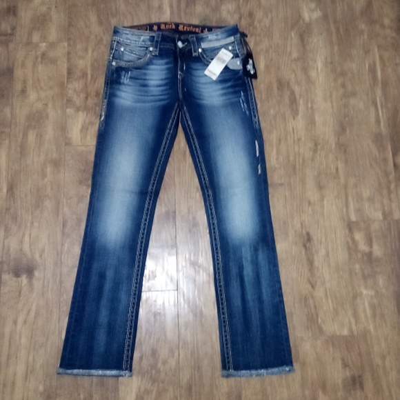 Rock Revival Jeans Women's Gwen Straight 28 Embellished NWT DEFECT - Picture 3 of 15